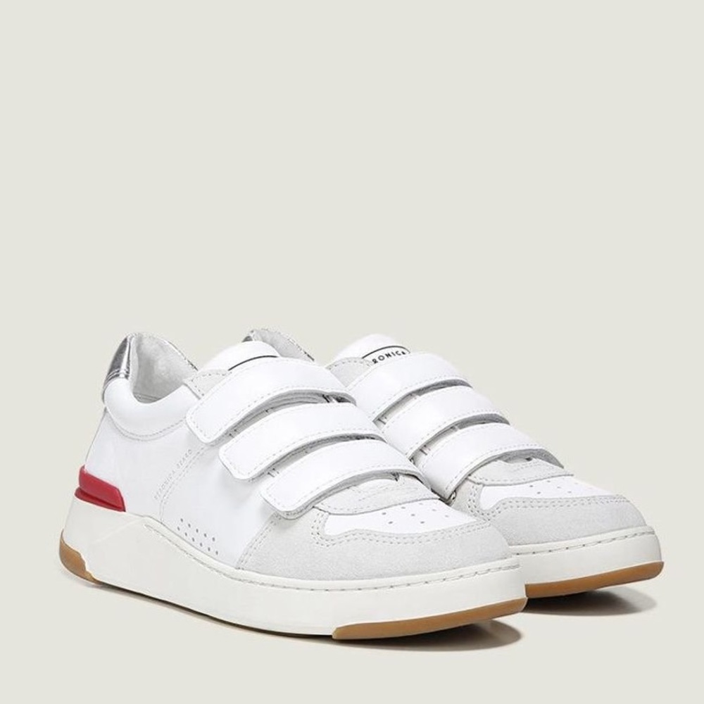 Veronica Beard Tizi Mix-Leather Low-Top Sneakers Size 8.5 Women